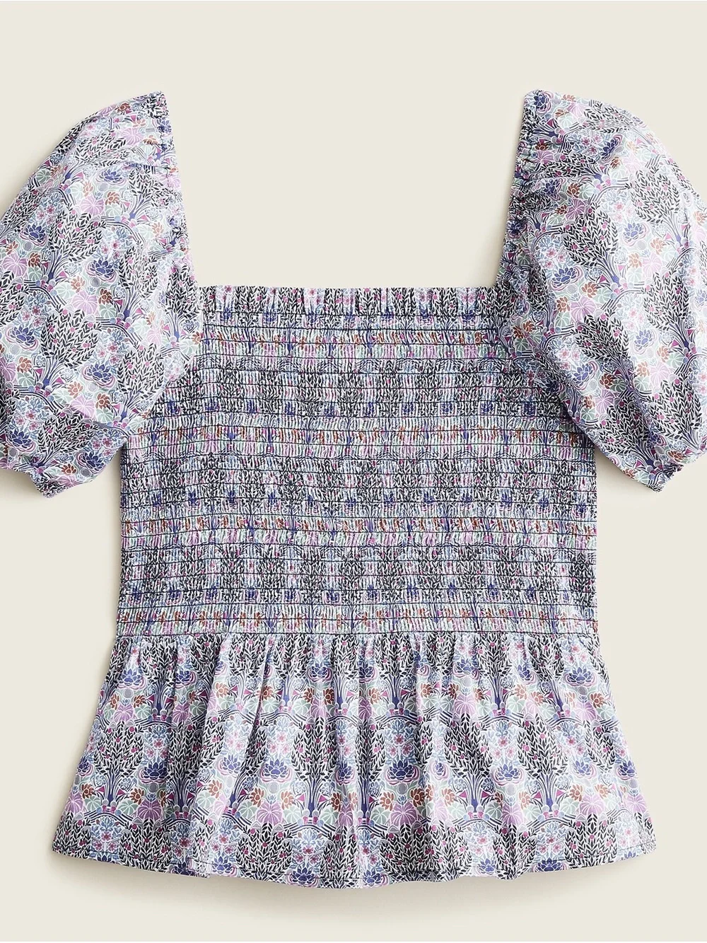 NWT J.Crew Liberty Club Nouveau Smocked Puff Sleeve Peplum Top XL
